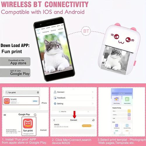 Cute HD Photo Printer Mini Drucker Thermal Adhesive Label Portable Makeid Inkless Bluetooth Multi-function Miniprint for