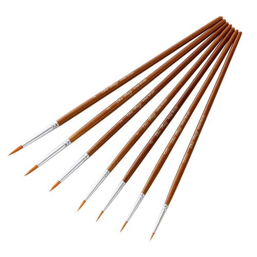 7pcs Small Detail Paint Brush Set Hobby Art Professional Thin Miniature Fine Paint Brushes for Watercolor Model Rock Painting