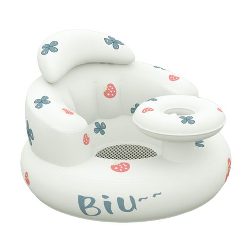 Inflatable Floor Baby Seat with Tray Built in Air Pump Blow Up Floor Baby Seat for Babies 3 Months & Up,Tray Strawberries NO5148