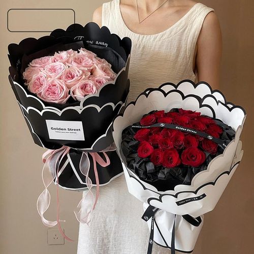 20 Sheets Flower Wrapping Papers 55cmx30cmx45cm Black