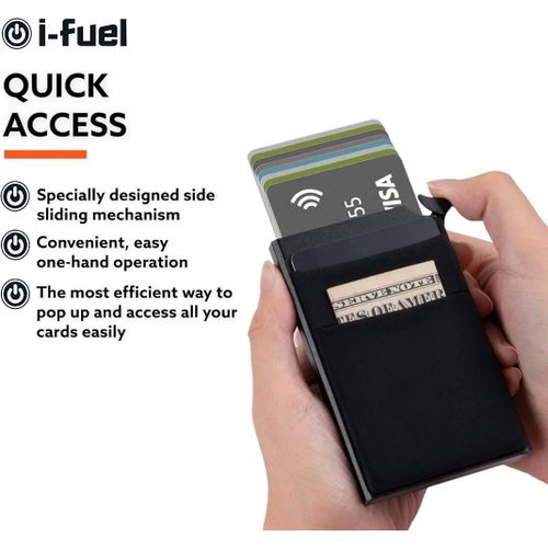 Slim Minimalist Wallet for Men And Women RFID Blocking Wallet Easy Pop Up Card Access