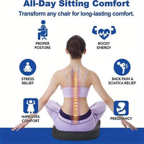 Seat Cushion Long Sitting Hours On Office/Home Chair, Car, Wheelchair -Memory Foam For Hip,