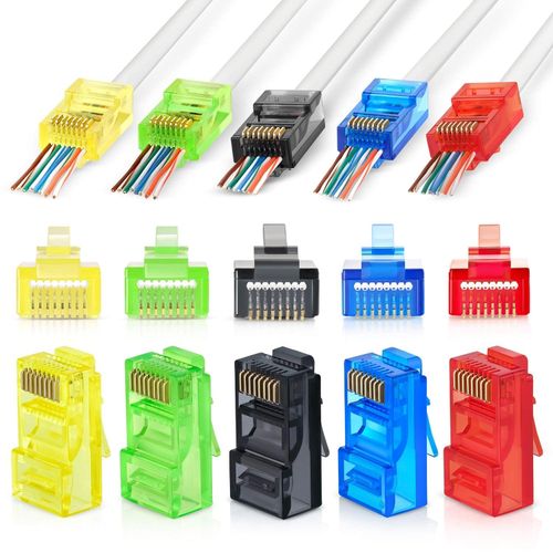 100Pcs RJ45 Plug Connectors, Metal-Plated