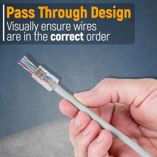 RJ45 Cat6 Pass Through Connectors - Pack of 100