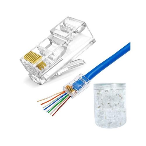 RJ45 Cat6 Pass Through Connectors - Pack of 100