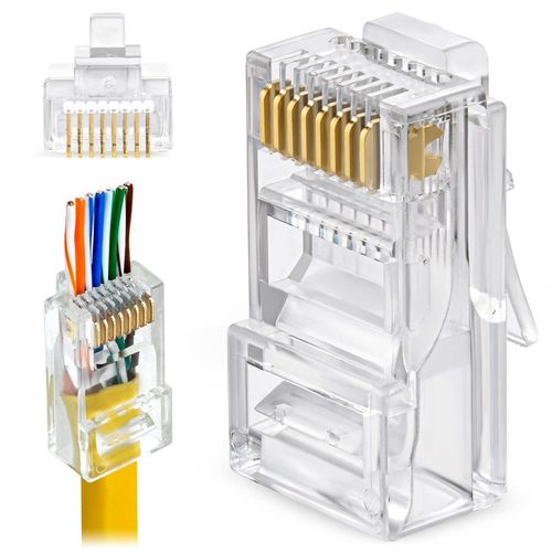 RJ45 Cat6 Pass Through Connectors - Pack of 100