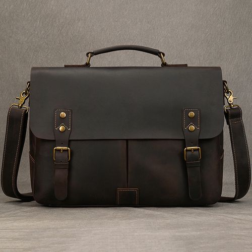 Newsbirds Cowhide Men's Briefcase Genuine Leather