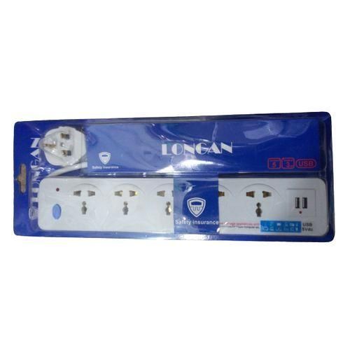 Logan 5 Way Heavy Duty USB  Extension Cable Socket  - White