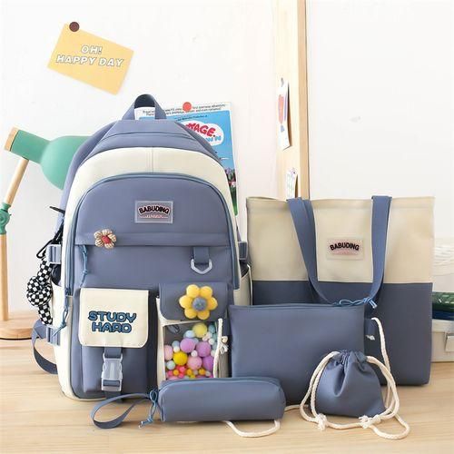 5 Pcs Sets Kawaii Backpacks For Teenage Girls Pink School Bags For Students Bookbag Women's