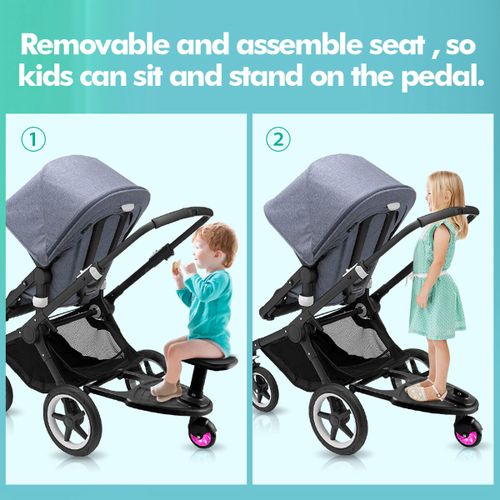 Stroller Board Toddler Buggys Board Wheel Board Skateboard for Prams Joggers Black