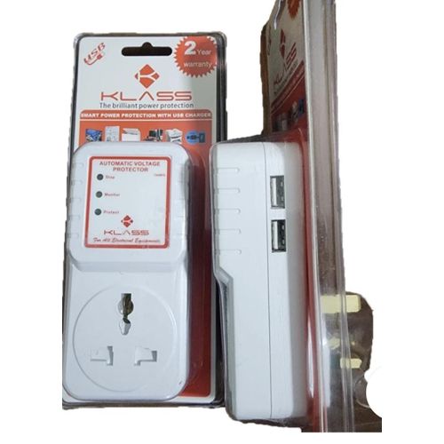 Klass  TV Guard- Fridge Guard- Computer Guard- Automatic Voltage Protector- Power Protector For All Electrical Equipment Charger- White