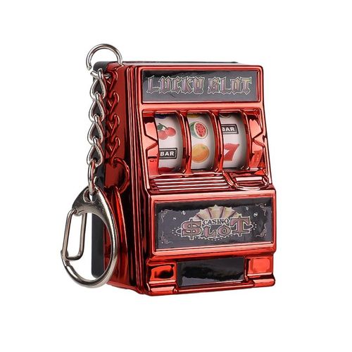 Lucky Jackpot Mini Fruit Slot Machine Arcade Keychain Educational Toy Coin Operated Games Gambling Machine Key Ring Chains