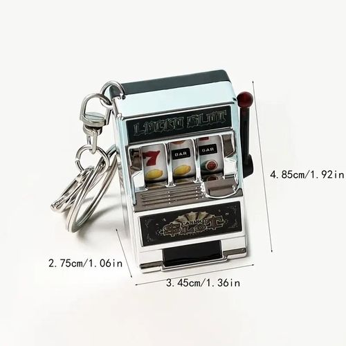 Lucky Jackpot Mini Fruit Slot Machine Arcade Keychain Educational Toy Coin Operated Games Gambling Machine Key Ring Chains
