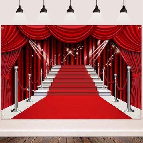 Red Curtain Backdrop Banner, Large Red Carpet Fabric Photography Backdrop Photo Background Studio Prop for Decorations