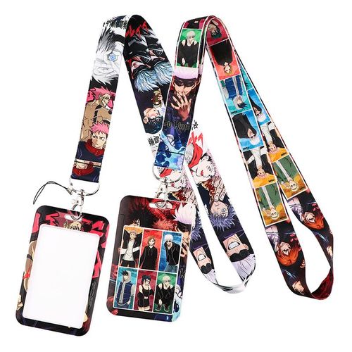 Credential Holder Jujutsu Kaisen Japanese Anime Lanyards Keychain Holder Id Card Pass Hang Rope Lariat Badge Holder Key Chain