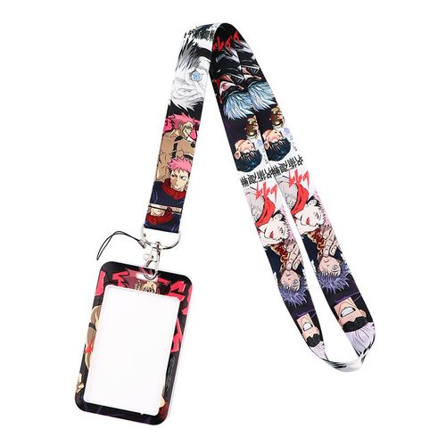 Credential Holder Jujutsu Kaisen Japanese Anime Lanyards Keychain Holder Id Card Pass Hang Rope Lariat Badge Holder Key Chain