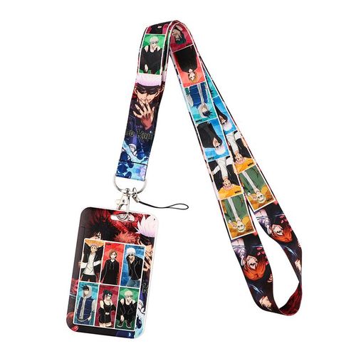 Credential Holder Jujutsu Kaisen Japanese Anime Lanyards Keychain Holder Id Card Pass Hang Rope Lariat Badge Holder Key Chain