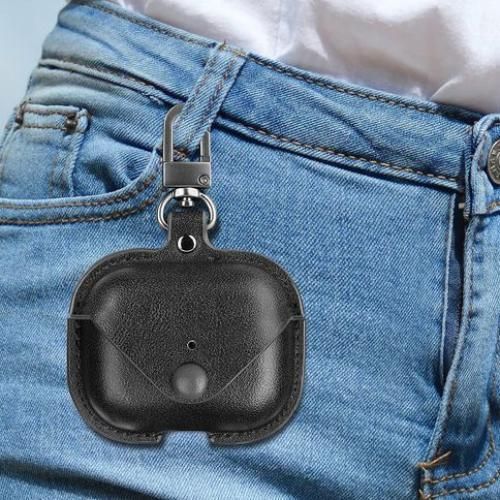 Earbuds Case Cover Compatible For Genuine Leather Case -Black
