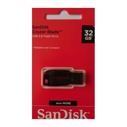 A 32GB San Disk Flash Disk Best For Flat Screen TVs, Speakers, DVDs - Black And Red