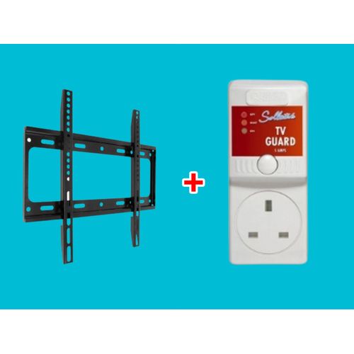 Sollatek 23 - 63 TV Wall Mount & TV Guard High Voltage Protector -White, Black