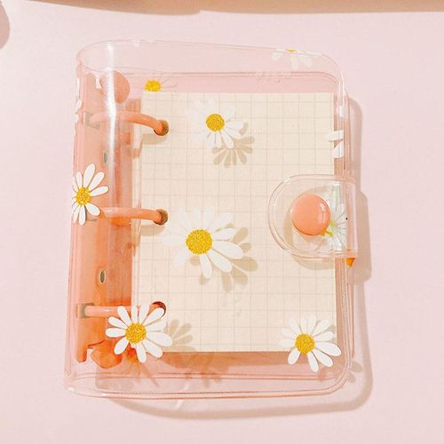 Mini Size PVC Clear Folder,Book Cover,Loose-Leaf Spring Binder,Daisy Notes Folder