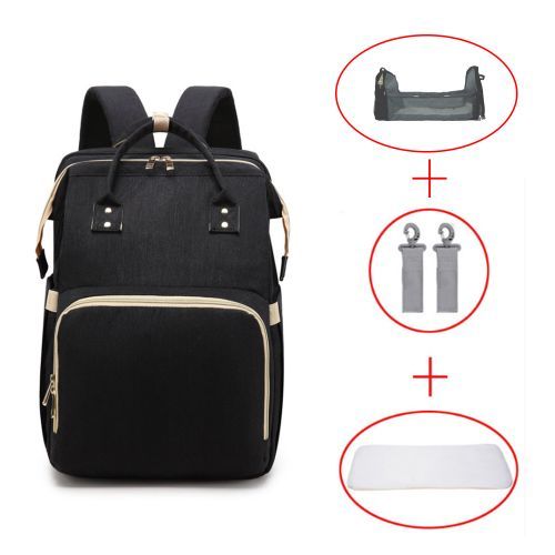 Bag turn to Bed)Mommy Diaper Bag Newborn Baby Bed Backpack  Crib Bassinet Travel Convenience .Black