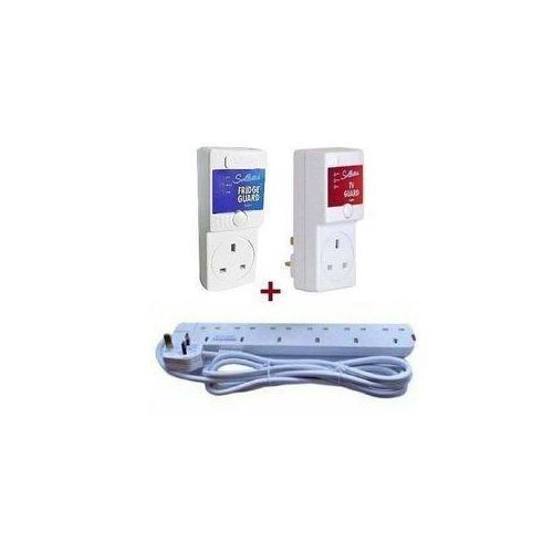 Sollatek Bundle Of Fridge Guard, TV Guard & 6 Way Extension Cable -White