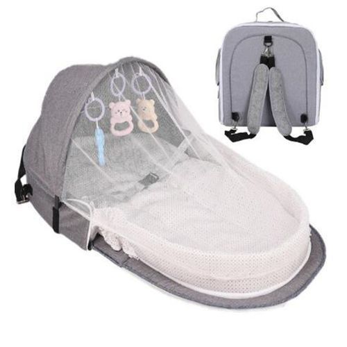 (Gray-Backpack)Maternity Bag Baby Nappy Bag Mommy Bag with Sleeping Bed Diaper Bags Maternity Bag Kit Travel Beds Backpack Baby Bag with Bed