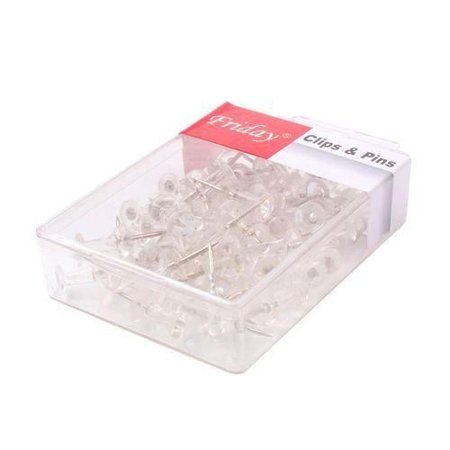 50pcs Push Pins Transparent Plastic Head with Metal Point Thumb Tacks Marking Pins Wall Tacks Map Pi