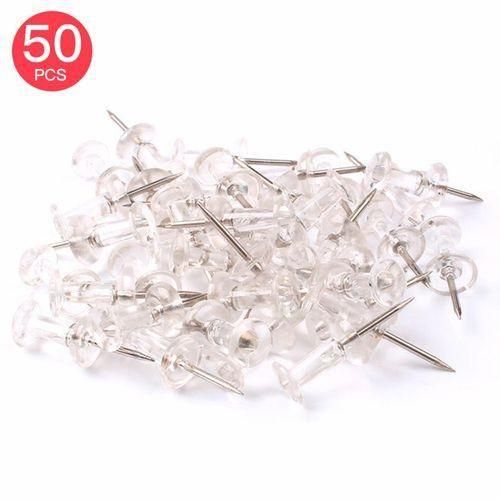 50pcs Push Pins Transparent Plastic Head with Metal Point Thumb Tacks Marking Pins Wall Tacks Map Pi