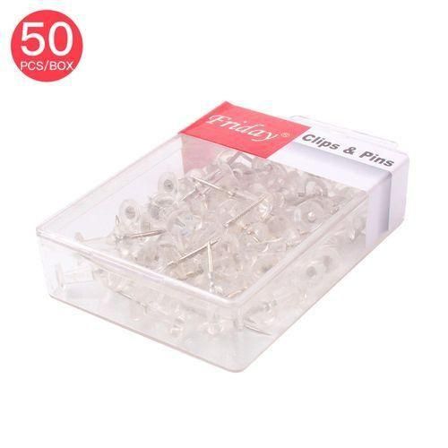 50pcs Push Pins Transparent Plastic Head with Metal Point Thumb Tacks Marking Pins Wall Tacks Map Pi