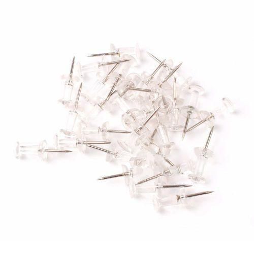 50pcs Push Pins Transparent Plastic Head with Metal Point Thumb Tacks Marking Pins Wall Tacks Map Pi