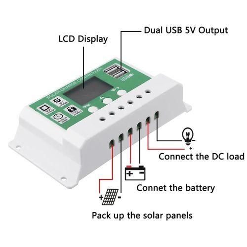 20A 12V24V Solar Charge Controller PWM Battery Charger PV Regulator for Lead Acid Battery LiIon Lithium Batteries