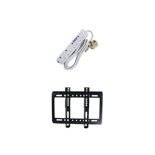 4 Way Power King Extension Cable & 14 to 42 TV Wall Mount - Black, White