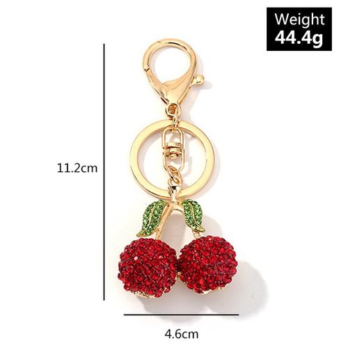 Red Crystal Rhinestone Cherry Keychain For Women Cute Fruit Key Chains Men Car Keyring Girl Bag Pendant Key Rings Holder Jewelry