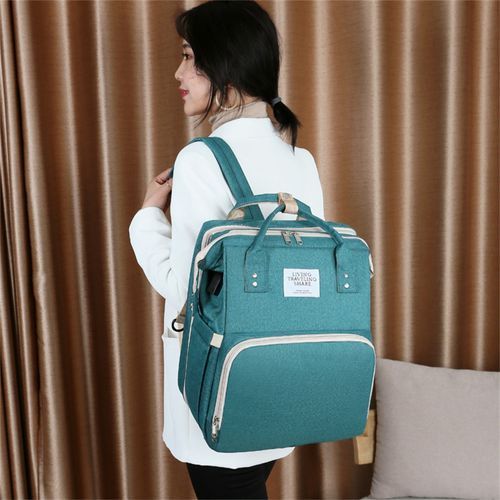 Multifunctional Portable 2 In 1 Baby Travel Diaper Bag Foldable Backpack - Green