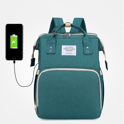 Multifunctional Portable 2 In 1 Baby Travel Diaper Bag Foldable Backpack - Green