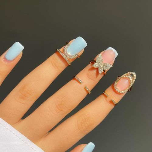 Europe and America Cross Border New Inlaid Zircon Nail Ring Female Ins Graceful Personality Wear Removable Nail Ring