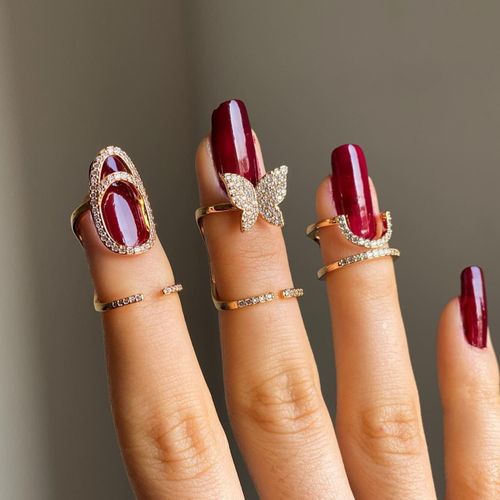 Europe and America Cross Border New Inlaid Zircon Nail Ring Female Ins Graceful Personality Wear Removable Nail Ring