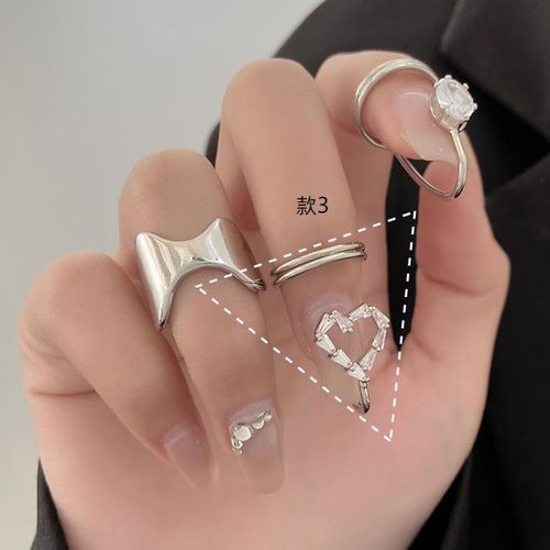 Europe and America Cross Border New Inlaid Zircon Nail Ring Female Ins Graceful Personality Wear Removable Nail Ring