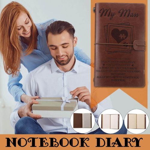 1pcs To My Man Engraved Leather Journal Notebook Diary Custom Message Quotes Gift Anniversary Birthday Graduation