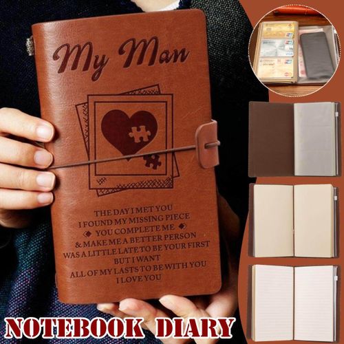 1pcs To My Man Engraved Leather Journal Notebook Diary Custom Message Quotes Gift Anniversary Birthday Graduation