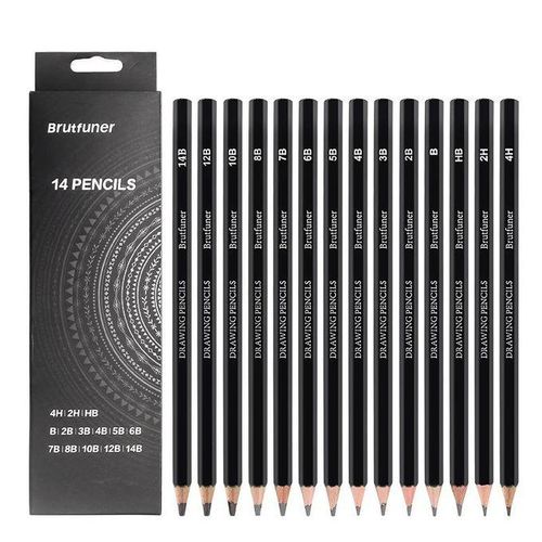 14 Pcs Sketch Pencil Set 4 H-14B Pencils