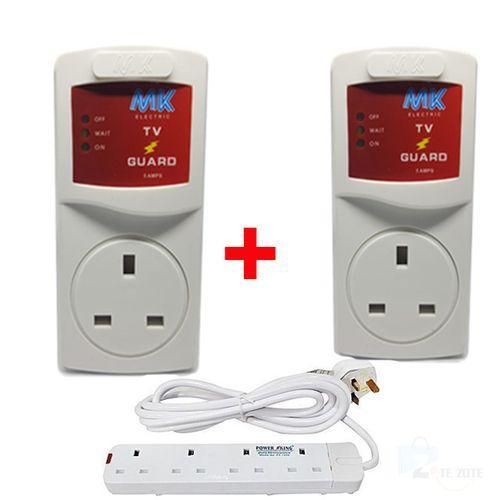 Power King 4way Socket Power Extension Cable + 2 TV Guards