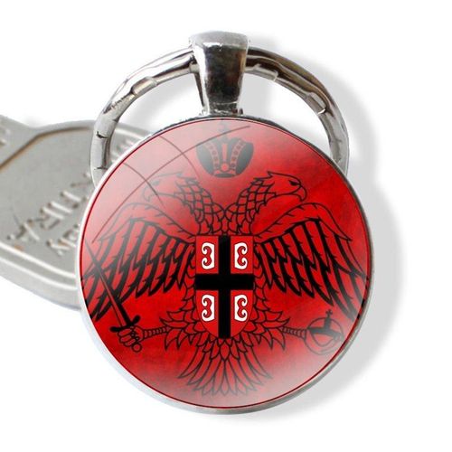 Russian Flag Serbia Flag Cartoon Creative Design Pendant Car Key Chains Handmade Glass Cabochon Keychain