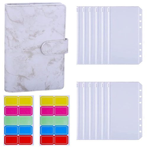 A6 PU Binder Cover with A6 Binder Pockets Loose Leaf Bags 6 Ring Budget Binder Cash Envelopes Money Saving System A