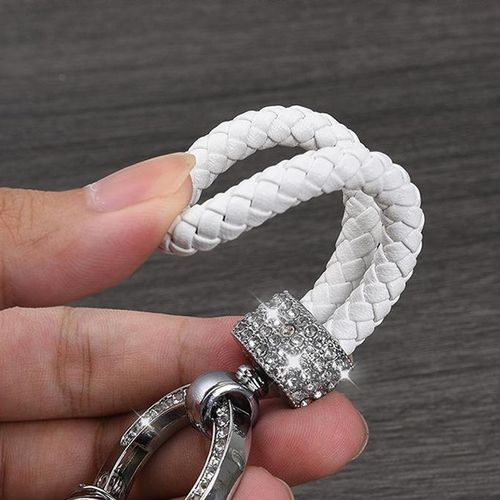 Anti-Lost Car Keychain Phone Number Card Keyring Leather Bradied Rope Auto Vehicle Key Chain Holder Accessories For Husband