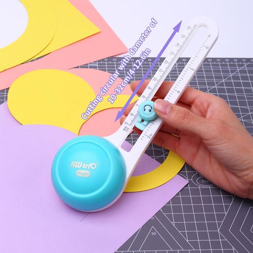 KW-triO Circular Paper Cutter Rotary Circle Cutter Manual Round Cutting Tool Paper Trimmer Scrapbooking Tool with Replacement Cutter Head for DIY Paper Cards Craft Supplies Sewing Tool NO5112