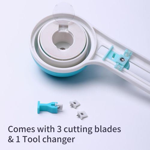 KW-triO Circular Paper Cutter Rotary Circle Cutter Manual Round Cutting Tool Paper Trimmer Scrapbooking Tool with Replacement Cutter Head for DIY Paper Cards Craft Supplies Sewing Tool NO5112