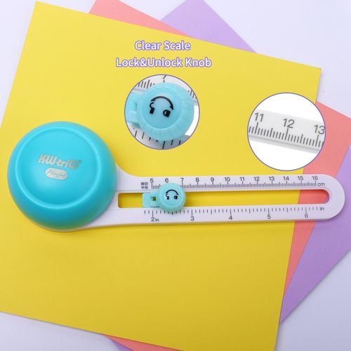 KW-triO Circular Paper Cutter Rotary Circle Cutter Manual Round Cutting Tool Paper Trimmer Scrapbooking Tool with Replacement Cutter Head for DIY Paper Cards Craft Supplies Sewing Tool NO5112